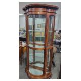 MAHOGANY BOW FRONT CURIO CABINET WITH GLASS
