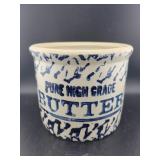 PURE HIGH GRADE BUTTER SPONGEWARE CROCK - 5 1/2"
