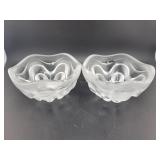 PAIR LALIQUE CRYSTAL BOWLS - 4" WITH ORIGINAL