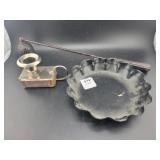 FINGERLING CANDLESTICK W/MATCHES, TIN TRAY AND