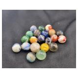 (20) ASSORTED COLOR GLASS MARBLES