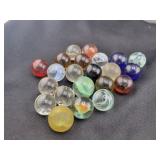 (20) ASSORTED COLOR GLASS MARBLES