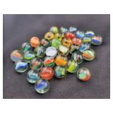 (36) ASSORTED COLOR GLASS MARBLES