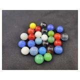 (25) ASSORTED COLOR GLASS MARBLES