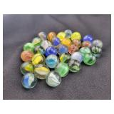 (30) ASSORTED COLOR GLASS MARBLES