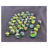 (42) ASSORTED COLOR GLASS MARBLES