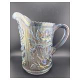 IMPERIAL LUSTER ROSE SMOKE CARNIVAL GLASS 9" PITC