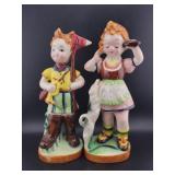 PAIR OF CERAMIC FIGURINES - 9"