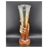 MARIGOLD CARNIVAL GLASS HAND VASE - 9"