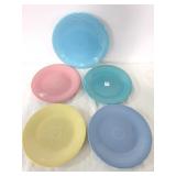 5 PCS FIESTA WARE: ROUND PLATTER & 4 DINNER