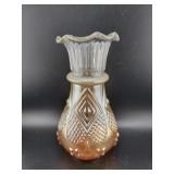 JAIN DIAMOND HEART MARIGOLD CARNIVAL GLASS VASE -