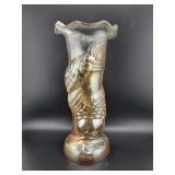 JAIN OF INDIA KOI FISH MARIGOLD CARNIVAL GLASS VAS