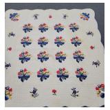 HAND MADE DUTCH TULIPS QUILT - 80" X 85"