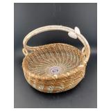 HAND MADE PINE NEEDLE BASKET BY DORIS GERHART -