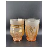 2 MARIGOLD FROSTED JUICE GLASSES