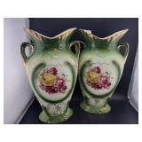 PAIR CERAMIC VASES - 10 1/2"