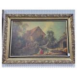 GRIST MILL W/LADY WASHING CLOTHES - 38" X 47" -