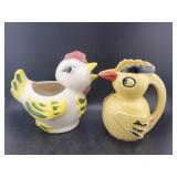 (2) CHICKEN CREAM PITCHERS - CERAMIC