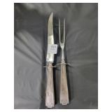 CARVING KNIFE AND FORK W/STERLING SILVER HANDLE
