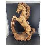 CARVED COMPOSITE REARING HORSE STATUE - 14"