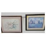 (5) ASSORTED FRAMED PRINTS AND (1) ANTIQUE MIRROR