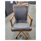 OAK OFFICE CHAIR  WITH LEATHER LOOK SEAT AND BACK