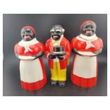 3 PC. F & F BLACK AMERICAN: SALT, PEPPER & SYRUP