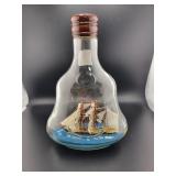 MODEL SHIP IN BOTTLE DISPLAYED IN VERTICAL POSITIO