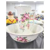 FLORAL DESIGN BOWL AND PITCHER SET