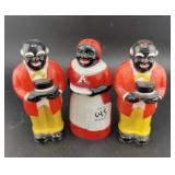 3 ASSORTED BLACK AMERICANA S & P SHAKERS