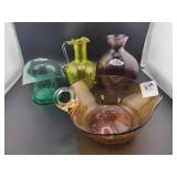 4 PCS. CRACKLE GLASS - BLENKO AND OTHER MAKERS