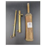 2 BRASS POWDER MEASURES AND CAP DISPENSER