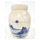 STORIE POTTERY CO. BLUE DECORATED BUTTER