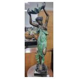 30 INCH BRONZE STATUE - LADY HOLDING CLAM SHELL