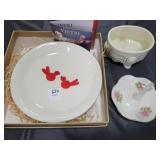 VIETRI CARDINAL DISH, RING DISH AND DRESSER DISH