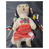 NATIVE AMERICAN CLOTH DOLL WITH BRAIDED HAIR
