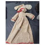 CLOTH RABBIT DOLL IN DRESS - 15"