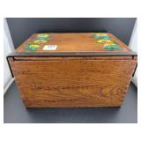 WOODEN BOX W/IRON STRAP CLOSURE - 9" X 7" X 5"