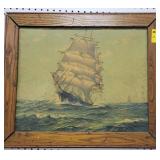 PRINT ON BOARD OF TALL SHIP BY SMITH - FRAMED -