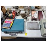 TABLE LOT: TOOLS, FISHING TACKEL, GAME BOARD,