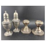 STERLING SILVER SALT & PEPPER SHAKERS AND PAIR OF