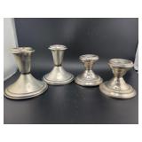 2 PAIR STERLING SILVER CANDLESTICKS - 2 1/2" AND