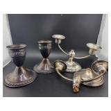 2 PAIR STELRING SILVER CANDLESTICKS -