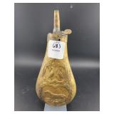 BRASS POWDER FLASK - HUNTING DOG & BIRDS