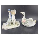 CERMAIC SWAN RING DISH AND FIGURINE