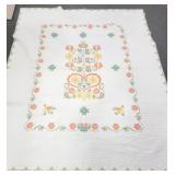 MACHINE SEWN CROSS STITCH QUILT - 78" X 90"