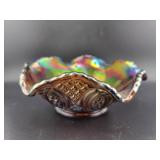 IMPERIAL SMOKE CARNIVAL GLASS "DIAMOND RING" -