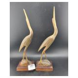 PAIR OF CARVED HORN BIRDS (EGRETS?) - 8" -