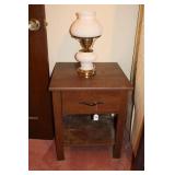 SINGLE DRAWER STAND & HOBNAIL LAMP