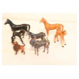 (7) HORSE FIGURINES & (1) DOG